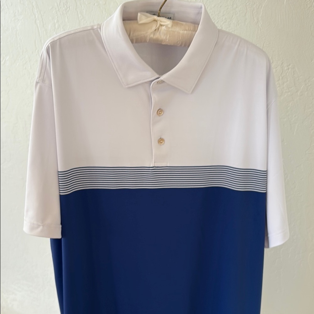 Peter Millar White and Blue Polo Shirt with Gradient Design